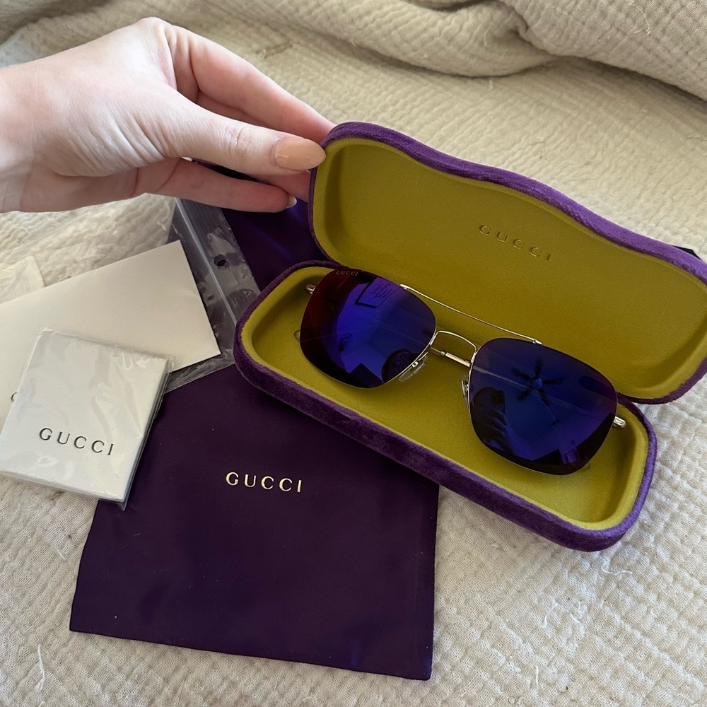Authentic Gucci Aviator Sunglasses Silver/Multi